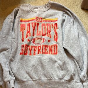 Bella Canvas Gray and Red Graphic Men's Crewneck Sweater